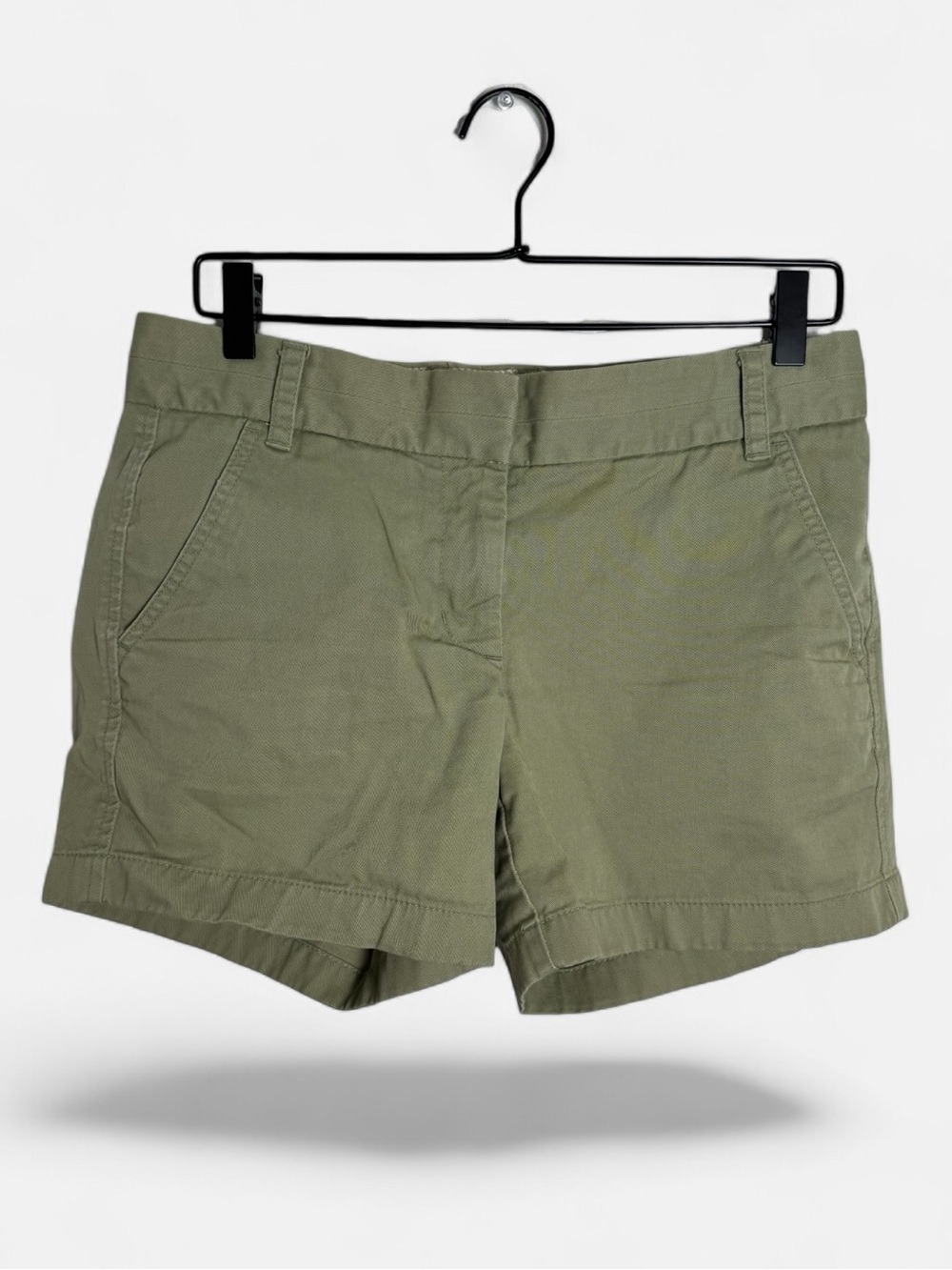 J. Crew Mid Rise Olive Green Broken In Chino Shorts